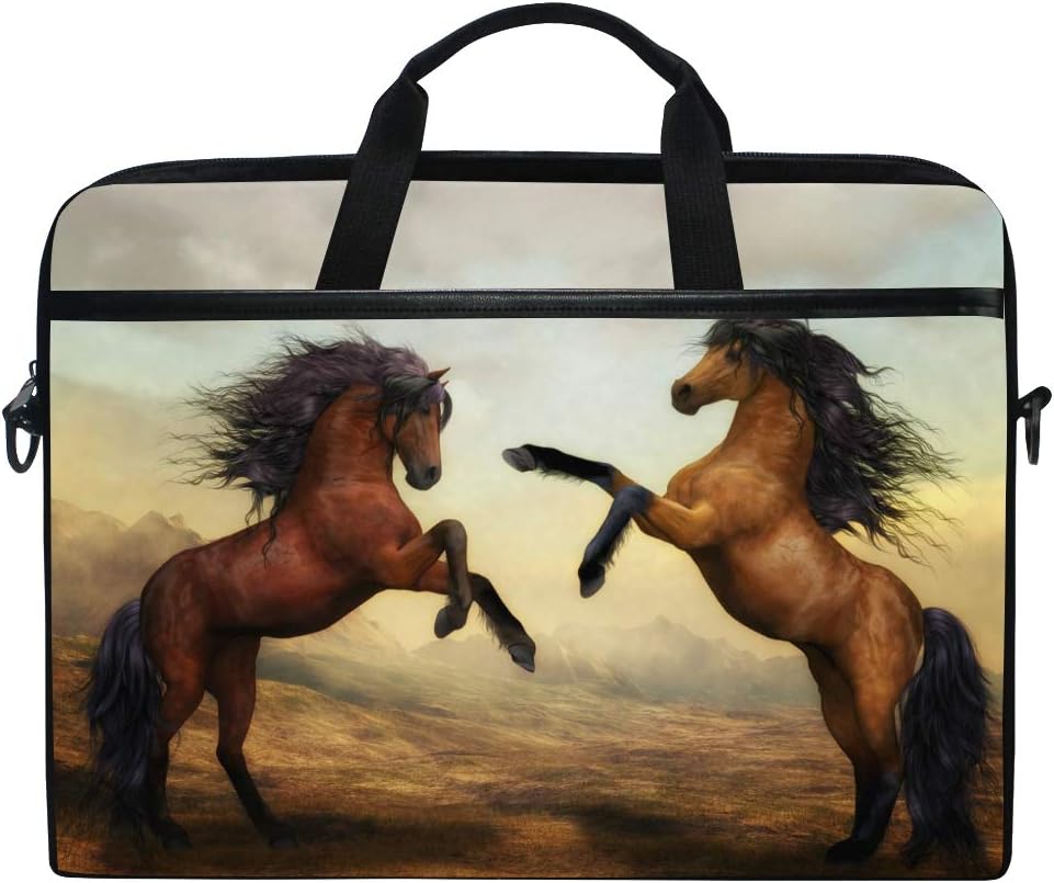 WowPrint Laptop Sleeve, Horse Unicorn Art Laptop Case Shoulder Strap with Handle Portable Notebook Computer Bag for 13 13.3 14 15 inch