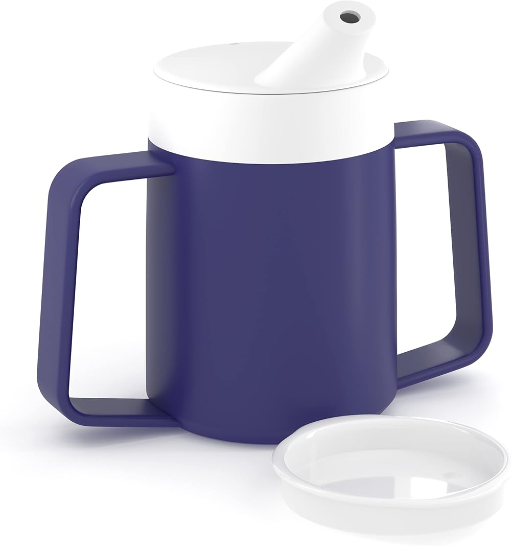 JFA Supplies 165ml Blue Adult Drinking Mug Two Handles Non Spill Cup