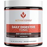 ACTIVATEDYOU Daily Digestive Tonic Kombucha - Support Healthy Digestion & Youthful, Long-Lasting Energy- Prebiotic Fiber, Probiotics, Postbiotics, Vitamin C, Berry Lemonade Flavor (30 Servings)