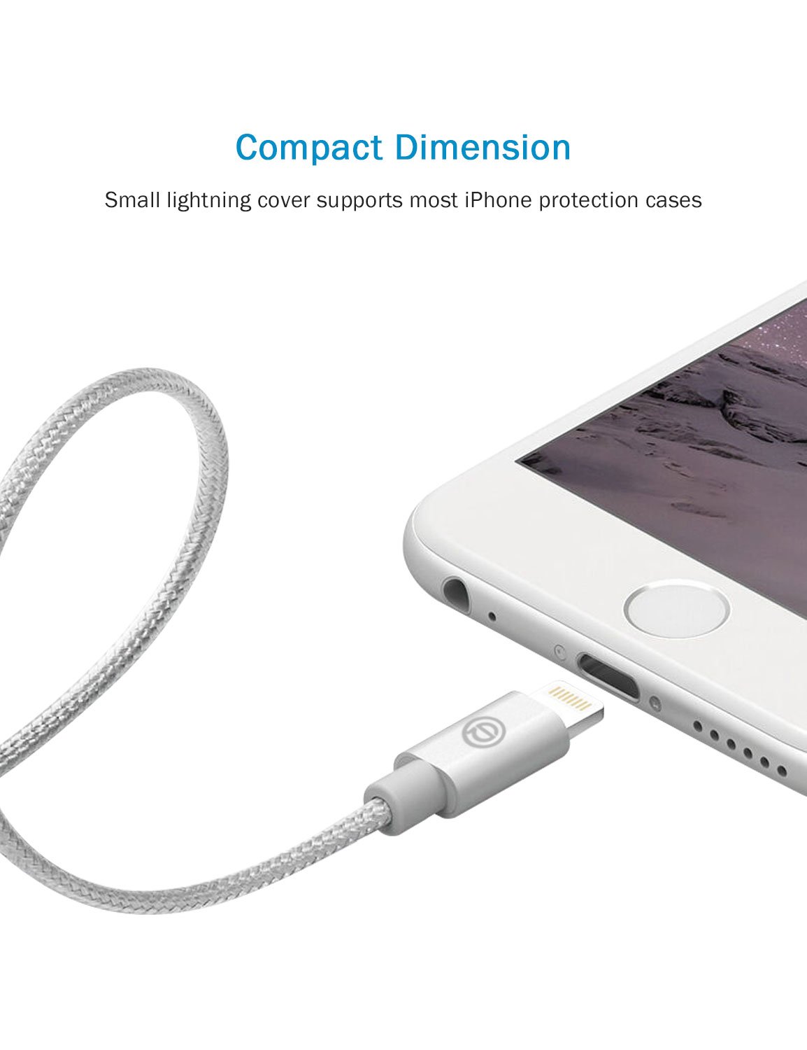 Apple MFi Certified- OPSO Nylon Braided USB Charging Cable/Cord with Lightning Connector for iPhone 7 6s 6 Plus 5s 5,iPad Pro mini iPod 1M / 3.3 ft - Silver