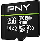 PNY 256GB PRO Elite Prime™ C10 U3 V30 A2 microSDXC Flash Memory Card – Ultra-Fast Speeds, Read 200MB/s, Write 150MB/s, 4K UHD