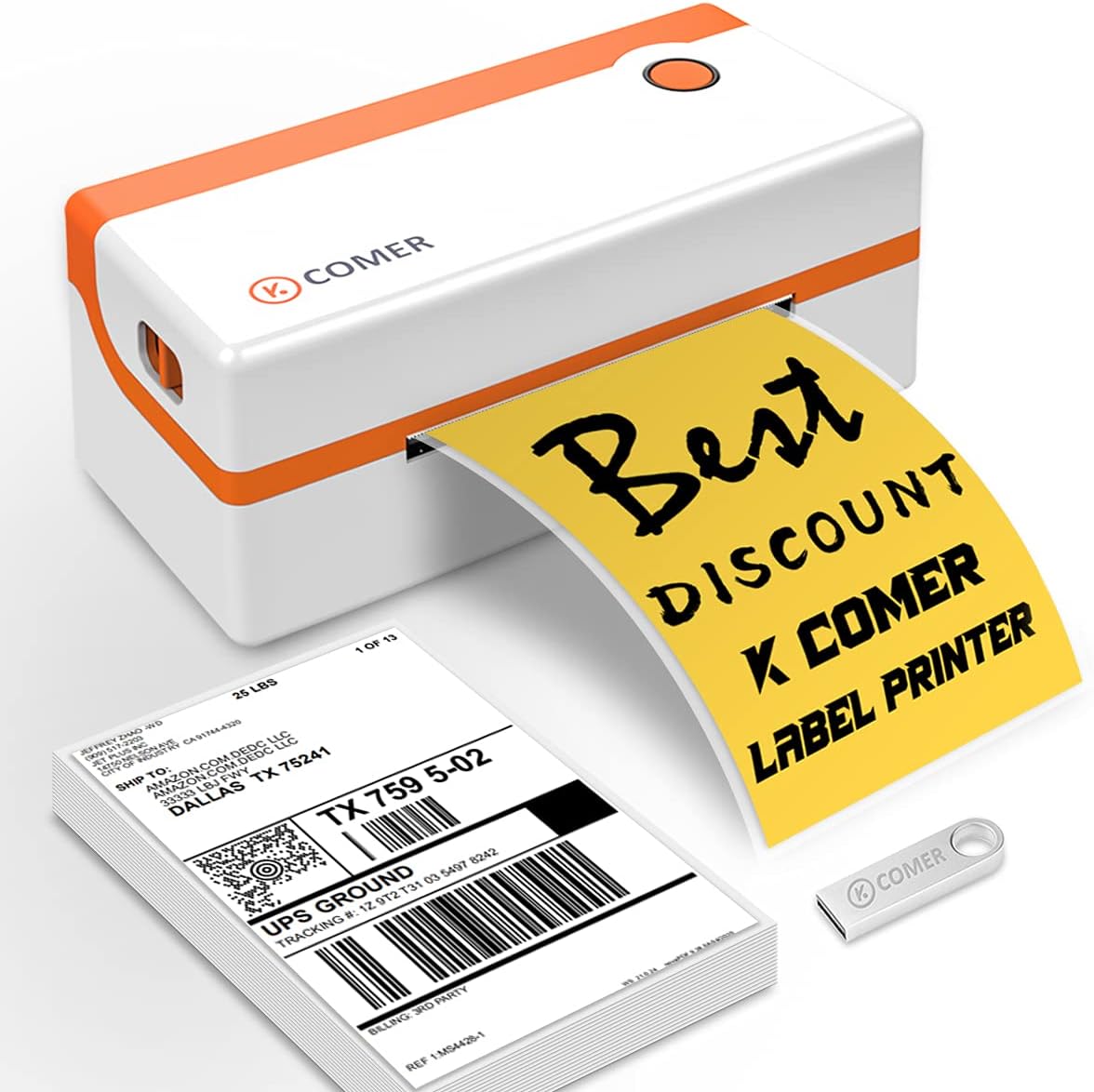 Buy K Comer Thermal Shipping Label Printer 4x6 [Upgraded] 150mm/s, USB