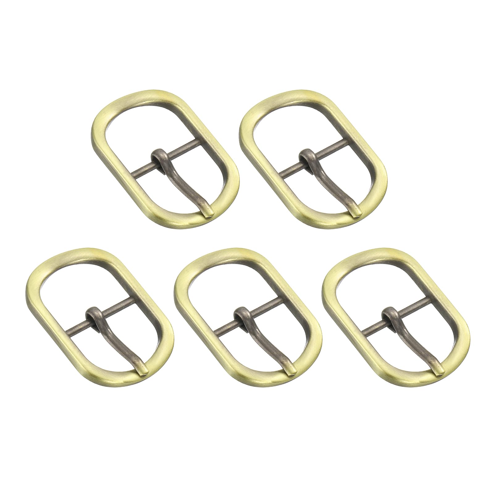 Uxcell 5Pcs 0.98" Metal Roller Buckle, Single Prong Belt Buckle Oval Center Bar Buckles for Leather Craft Accessories, Brush Bronze