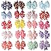 Imanom 20Pcs Baby Girl Hair Bows,Pastoral Style Flower Pattern Ribbon Hair Bows Clips For Teens Girls Kids