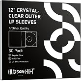 Hudson Hi-Fi Anti-Static Vinyl Record Sleeves - Durable Clear Disc Sleeves- Protect Your LP Albums from Scratches, Dust &amp; Dirt - Acid-Free Rice Paper Disc Covers, 50x Outer Sleeves