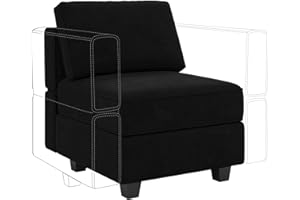Belffin Modular Sofa Middle Module with Storage Accent Armless Chair for Modular Sectional Sofa Couch Velvet Black