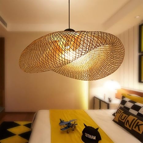 Vintage Pendelleuchte E27 Kronleuchter Retro Industrial Pendellampe Naturlichen Bambus Gewebt Hangeleuchten Hohenverstellbar Hangelampe Esszimmer Studie Wohnzimmer Cafe Wohnzimmer Lampe 50cm Amazon De Beleuchtung
