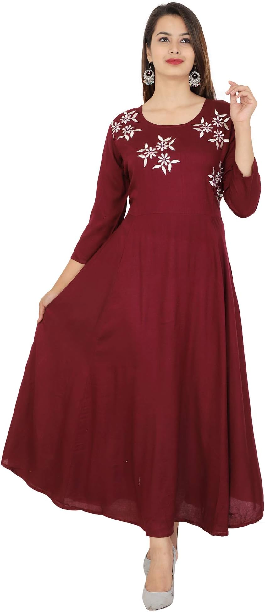 Cottonwalas Women's Rayon Anarkali Kurta