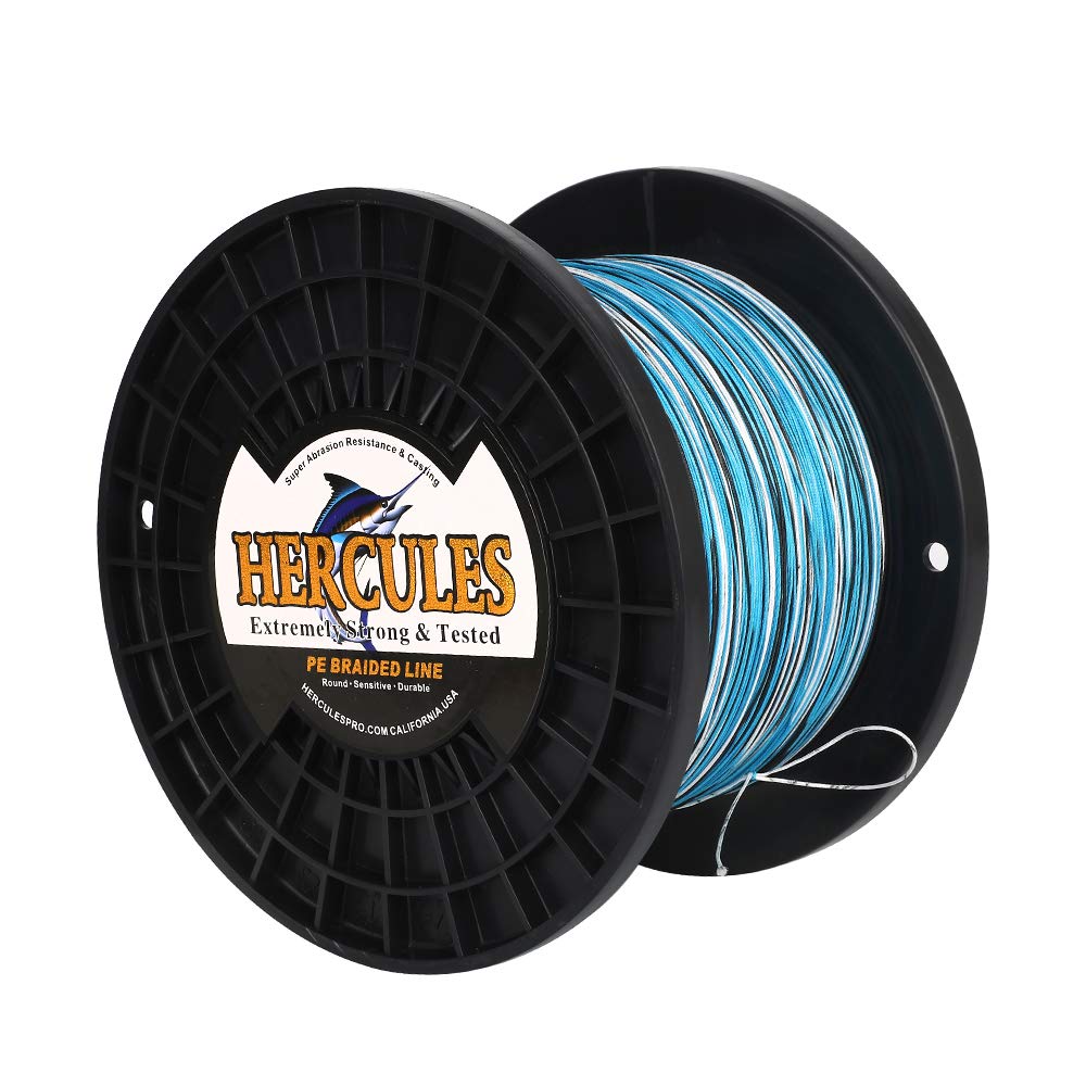 Hercules Super Cast 1000M 1094 Yards Braided Fishing Line 300 LB Test for Saltwater Freshwater PE Braid Fish Lines Superline 8 Strands - Blue Camo, 300LB (136.1KG), 1.20MM