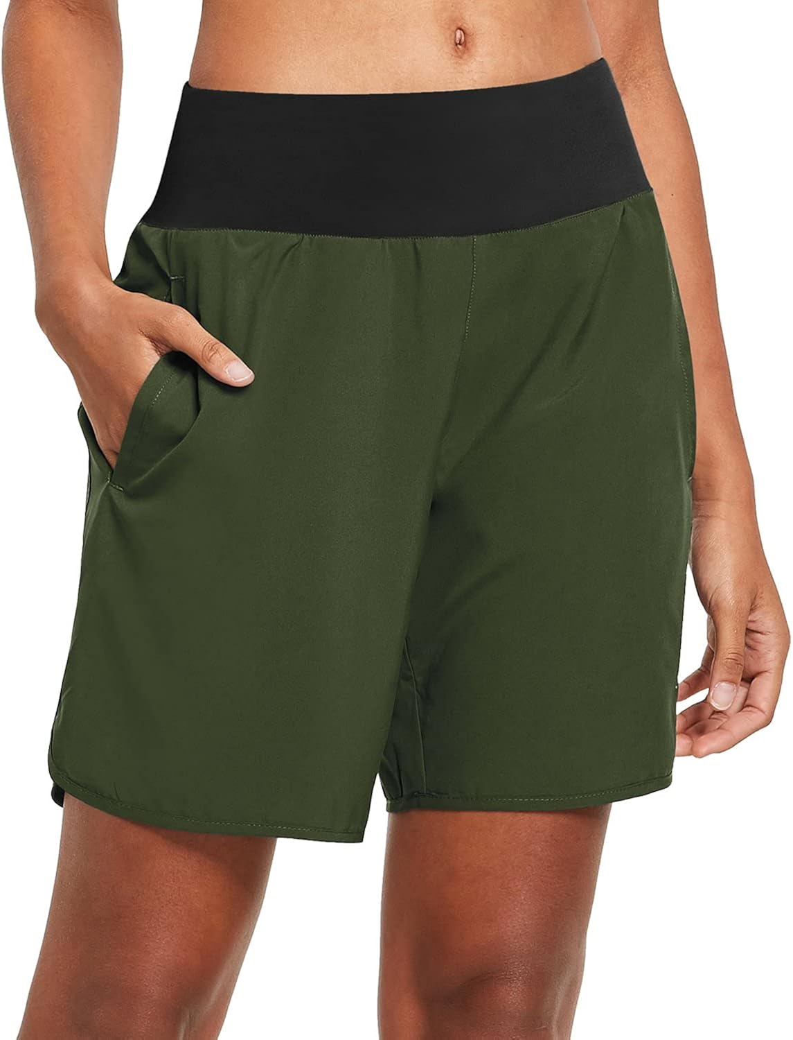 BALEAF Women's 2in1 7 Inches Long Running Shorts with Liner Lounge Sport Gym Shorts Back