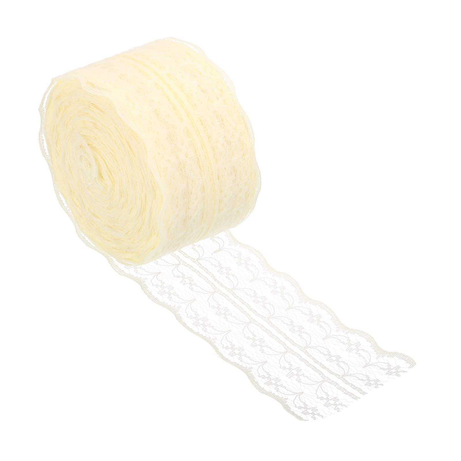 PATIKIL 1.8 Inch Wide 25 Yards Lace Trim Ribbon, Sewing Lace Roll Gift Package Pattern Wrapping for Party Home Decoration Dress Craft, Beige
