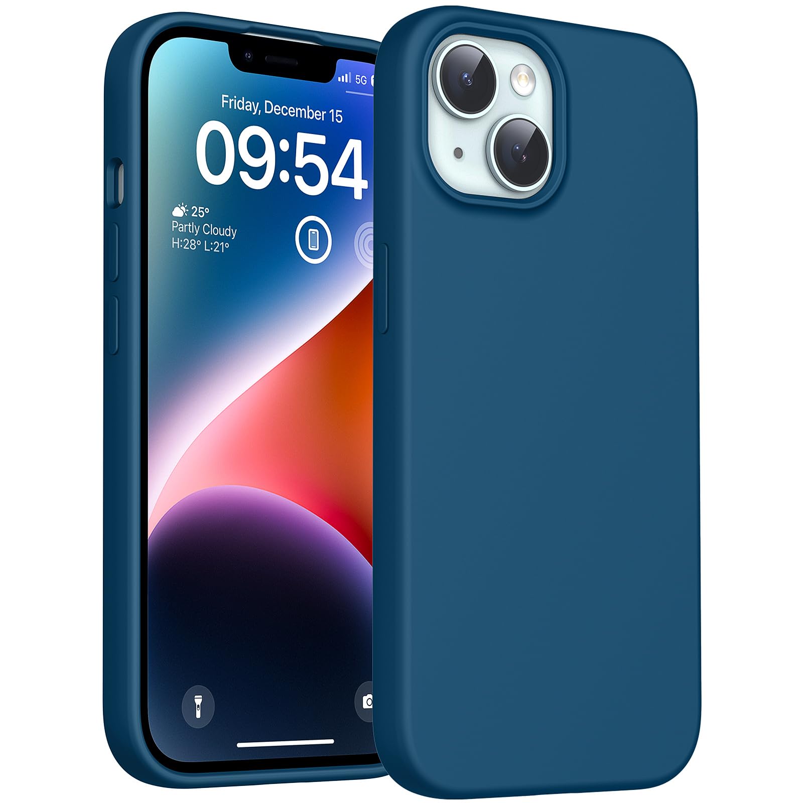TOCOL Silicone for iPhone 14 Case 6.1-Inch, Liquid Silicone Multi-Color Slim Silky-Soft Touch Anti-Scratch Shockproof Protective Phone Cover, Midnight Blue