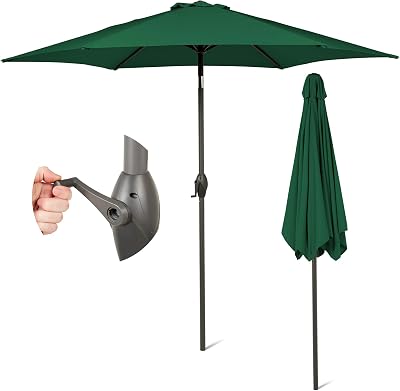 SUNMER 2.7M Garden Parasol Green with Crank Tilt UV 30+ 38mm Steel Pole