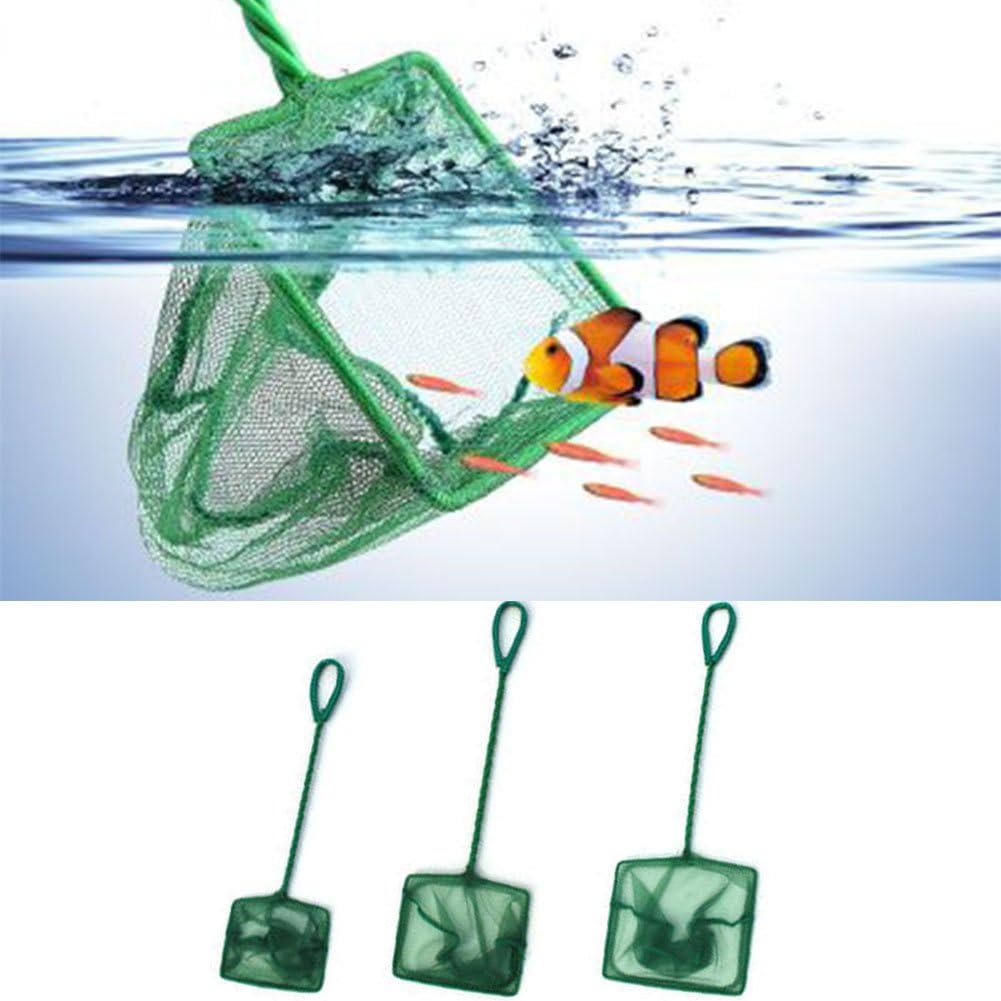 LNIMIKIY Aquarium Fish Tank Net, Tank Tropical Marine Big Small Fishes Fishing Quick Catch Fish Net Wire Mesh Catch Net(3 Inch,Green)