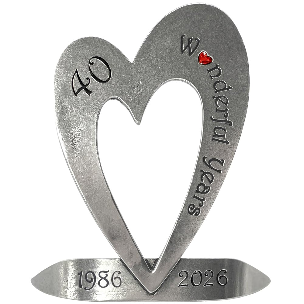 English Pewter Company 40th Ruby Wedding Anniversary Heart Keepsake Gift With Crystal Personalised With Your Years [ANN103]