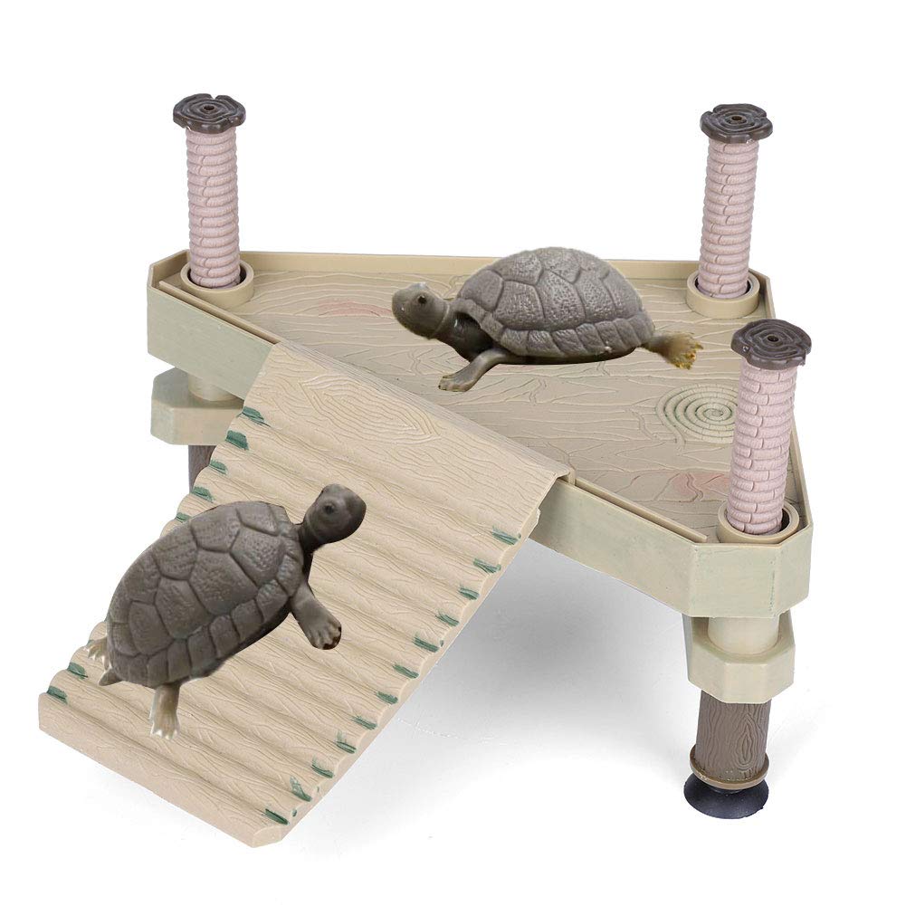 Turtle Floating Platform, Basking Platform with Ramp Ladder for Aquarium Fish Tank Decor Durable Resin Turtle Pier for Reptile Tanks