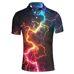 HUGS IDEA Lightning Polo Shirts for Men Quick Dry