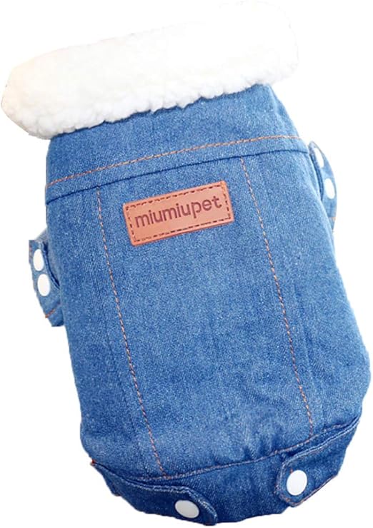 Amazon Co Jp ウィンタードッグジャケットの子犬犬の服ペット衣装犬デニムコートジーンズコスチュームチワワプードルビチンペット服 Dark Blue L ホーム キッチン