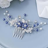 Latious Blue Wedding Hair Comb Pearl Hair Clip Bridal Hair Accessories for Women and Girls