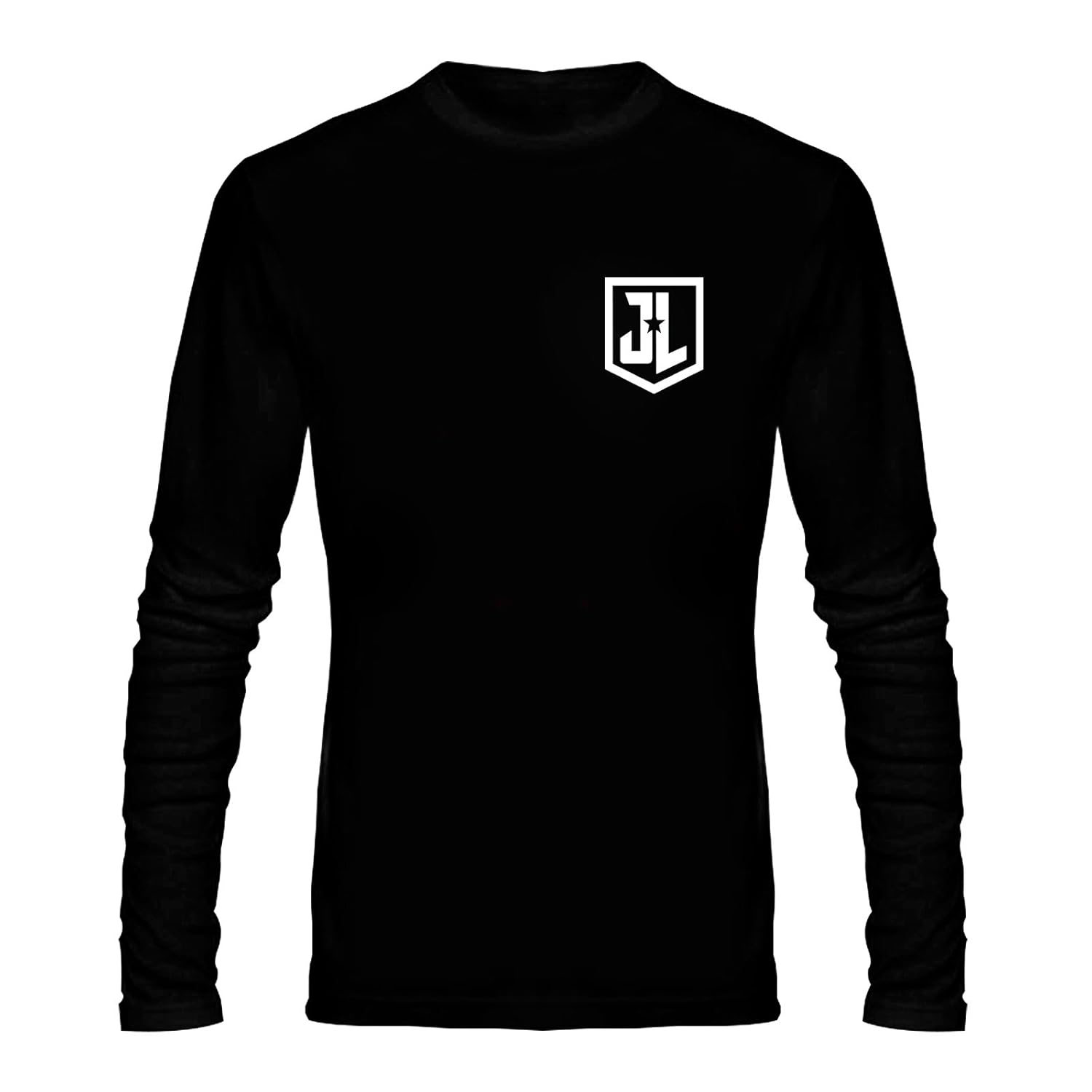 t shirt - full sleeve round neck justice league logo design graphics printed 100% cotton t shirt - justice league logo design graphics print t shirt - black