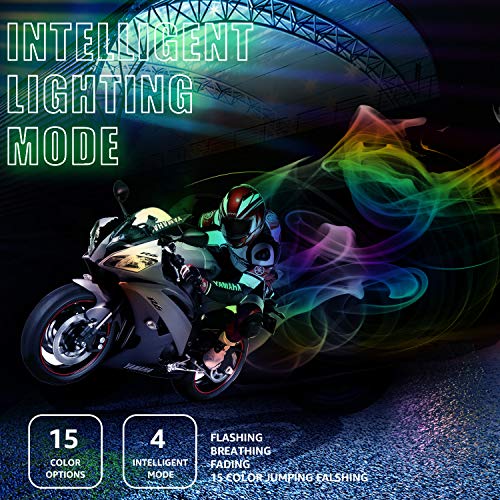 16Pcs Motorcycle LED Lights, Barhootao Strips Kit Multi-Color Accent Glow Neon Lights Lamp Flexible with Remote Controller for Harley Davidson Honda Kawasaki Suzuki Ducati Polaris KTM BMW