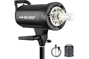 Godox SK400II SK400 II Studio Flash Strobe, SK 400II 400W Monolight with Bowens Mount, 2.4G Wireless X System, 150W Modeling Lamp, 0.1-1s Recycle, GODOX SK 400 II Strobe Light for Photography - 110V