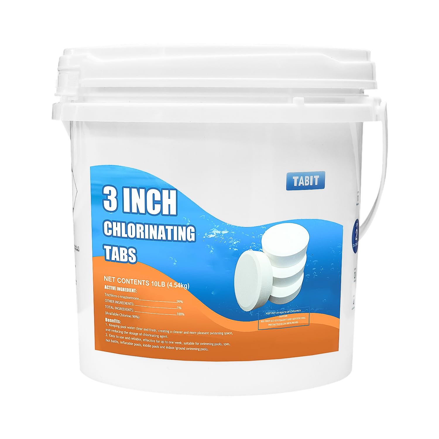 Chlorine Tablets 3 inch 10 Pounds, TABIT Swimming Pool Long Lasting Chlorinating Tablets, Slow Dissolving, Tri-Chlor for Swim Pool, Hot Tubs, Spa Image Chlorine Tablets 3 inch 10 Pounds, TABIT Swimming Pool Long Lasting Chlorinating Tablets, Slow Dissolving, Tri-Chlor for Swim Pool, Hot Tubs, Spa Image