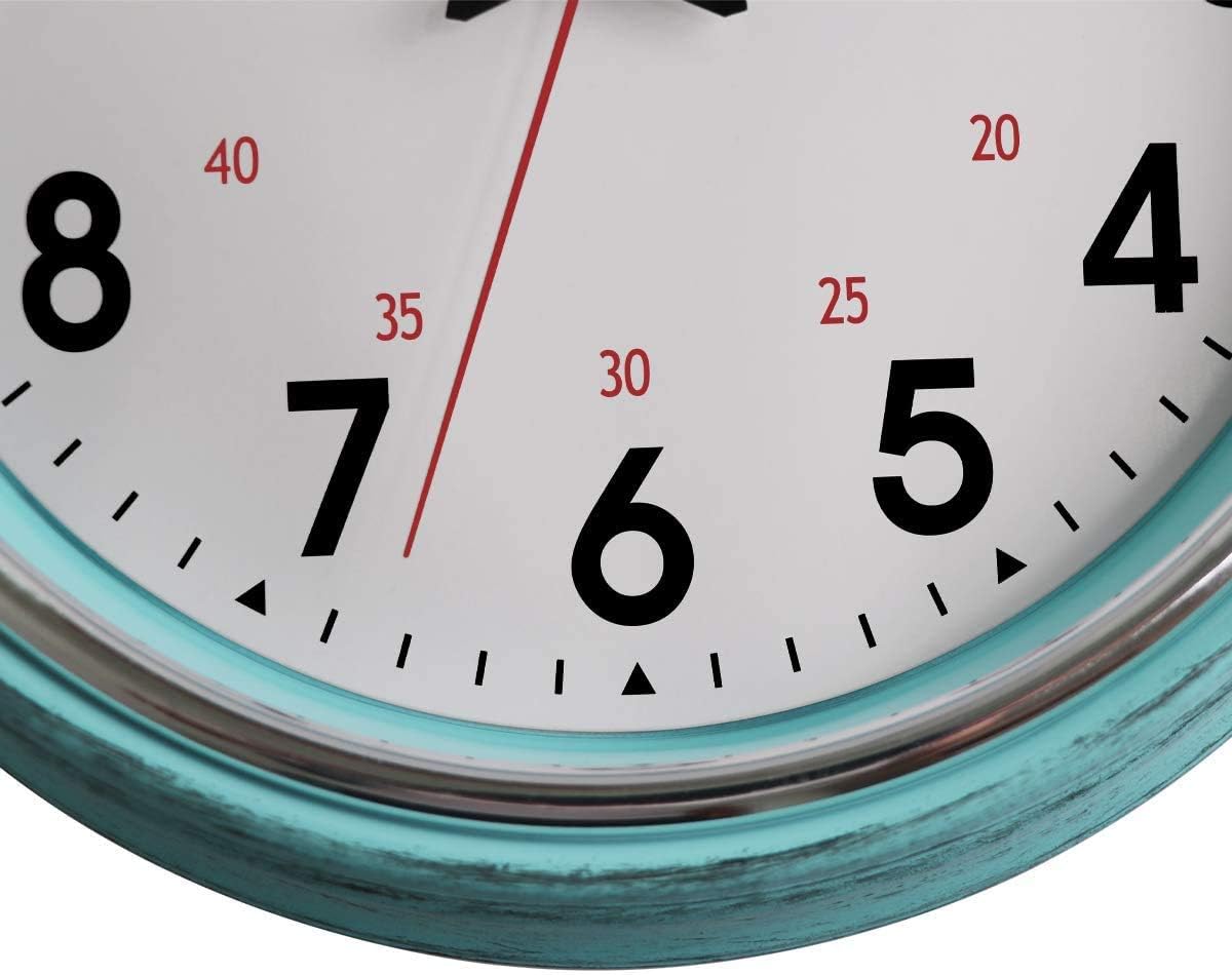 Lumuasky Retro Silent Non-Ticking Round Classic Clock - Quartz Decorative Battery Operated Wall Clock for Living Room Kitchen Home Office (Blue): Kitchen & Dining