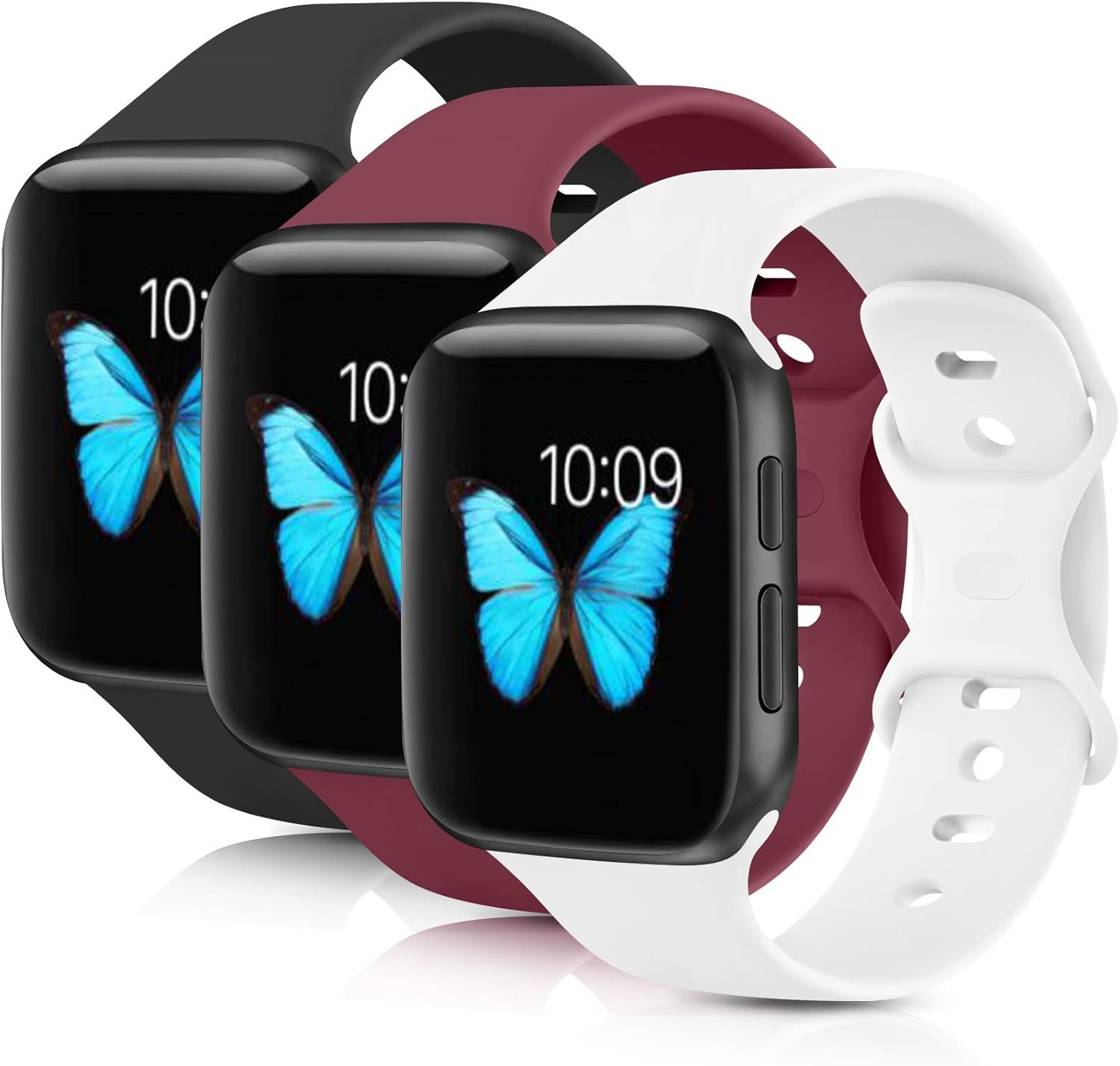 [3 Pack] Compatible with Apple Watch Bands 38mm 40mm 42mm 44mm, Soft Silicone Strap Replacement Band for iWatch Series 6 5 4 3 2 1 SE