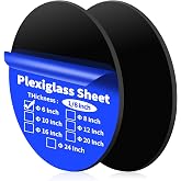 Art3d Round Black Plexiglass Sheets, 6 Inch Diameter, 2-Pack, 1/8" Thick | Circle Blanks, Round Plexiglass Disc, Circle PET Panel for DIY, Cake, Crafts, Table Top, Displays