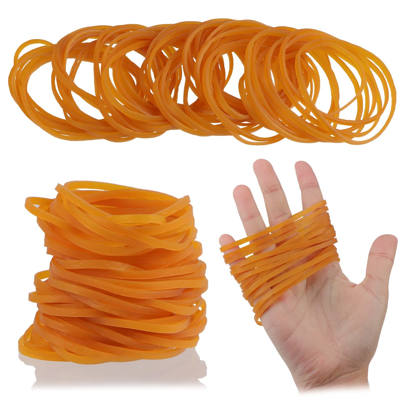 Pack of 150 Yellow Rubber Rings, Large Rubber Bands, Rubber Rings, 3 mm Wide, Strong Reusable Elastic Bands, Rubber Rings, Durable and Tear-Resistant Rubbers, for Office, Home, School.