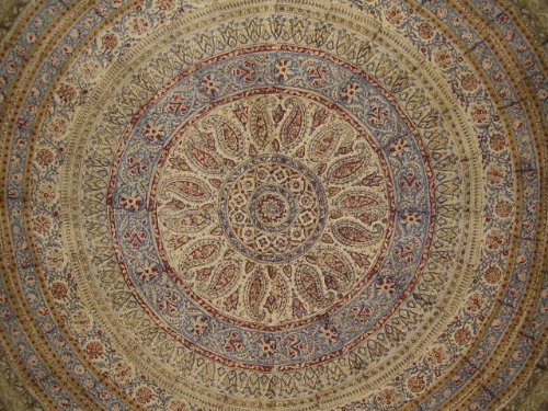 Kalamkari Block Print Tapestry Cotton Bedspread 106" x 70" Twin Multi Color