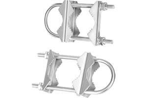 Double Antenna Mast Clamp Heavy Duty V-Jaw Bracket with U Bolts, Sturdy Mast to Mast Mounting Hardware for TV Antenna Ham Radio Antenna Starlink Antenna Outdoor Antenna（2 Sets）, Slinkdsco