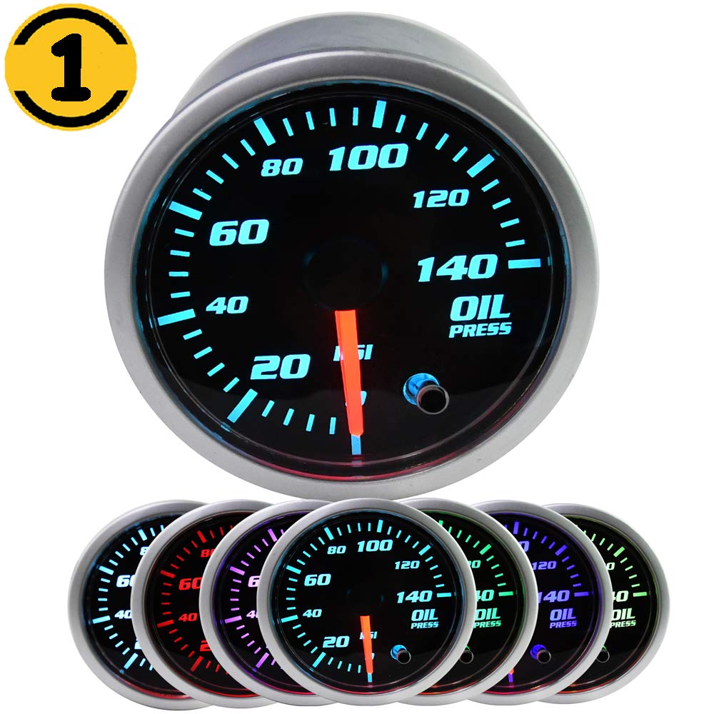 140PSI Oil Pressure Gauge Kit 7 Color Digital LED Display