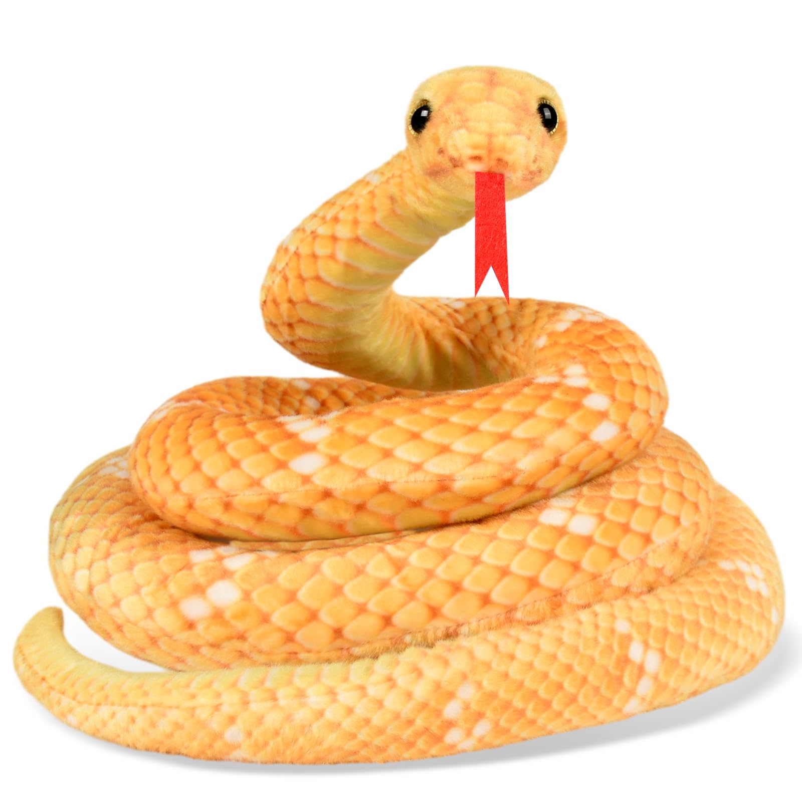 Photo 1 of MGZTTHW Snake Plush, Stuffed Snake Animal, 71 in Large Toy Snakes for Kids, Giant Stuffed Animals Snake, Lifelike Plush Snake for Birthday Present Party Prank Prop (Yellow)