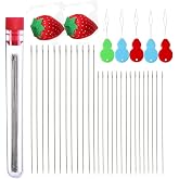 Extra Fine Thin Beading Embroidery Needles 40 Pcs - Long Straight Jewelry Making Needles with Threaders and Sewing Pin Cushion