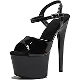 WUXIN H&P Women's 7 in Platform Sandal Heels With Ankle-Strap - Sexy Pole Dance High Heel Shoes for Exotic Dancers - 17 cm Stiletto