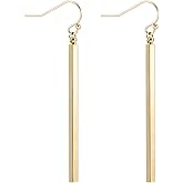 Aobei Pearl 18K Gold Plated/Platimun Plated Long Vertical Bar Drop Dangle Earring Minimal Hanging Earrings Geometric jewelry for Women