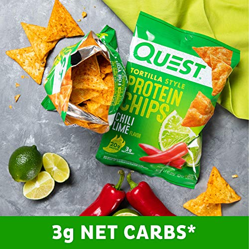 Quest Nutrition Tortilla Style Protein Chips, Chili Lime, Baked, 1.1 Oz