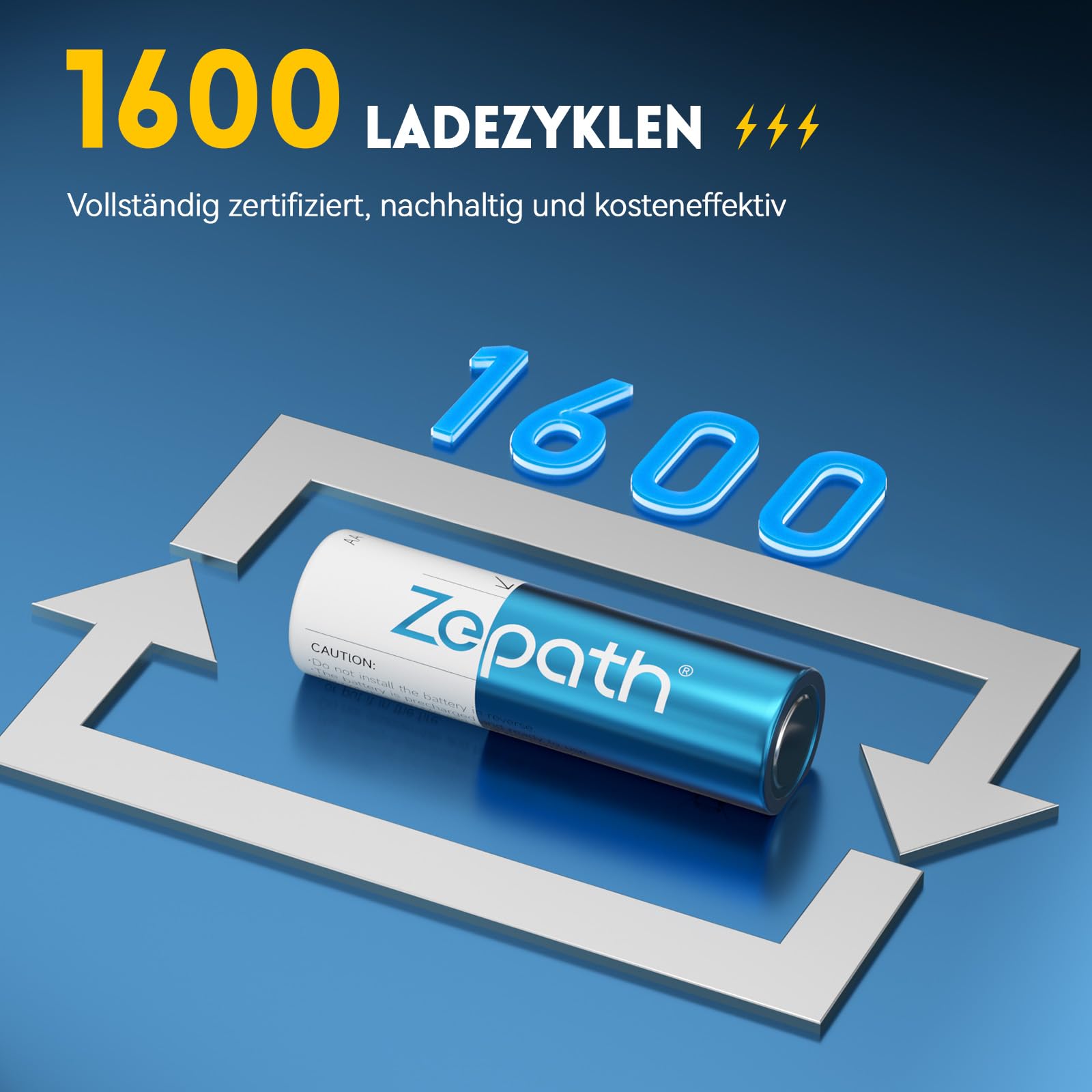 Zepath Wiederaufladbare Lithium Akkus AA 8-Pack mit Ladegerät, 3000mWh Hohe Kapazität 1.5V AA Batterien 5