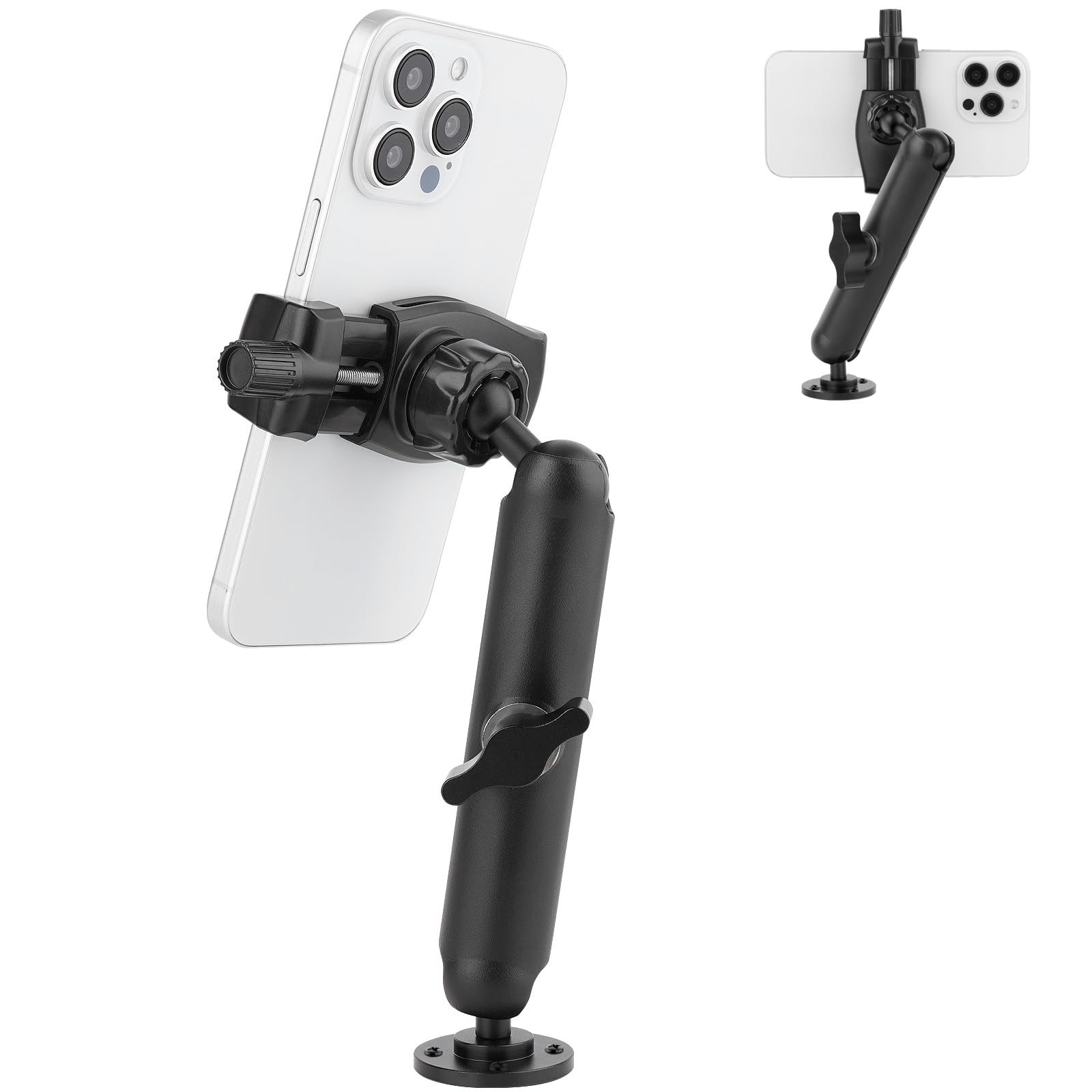Mippko Wall Mount Phone Holder for Truck/Car/Boat/Wall/Desk,Compatible with 3.5~7.5 inch iPhone/Nexus/HTC/LG/Huawei/Smart Phones,360°Adjustment Aluminium Alloy Arm Drilling Base Mount