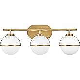 Hinkley Hollis 24" Three Light G9 LED 15W Bathroom Vanity Fixture with Etched Opal Glass, Heritage Brass