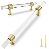 QOGRISUN 5-Pack Acrylic Cabinet Pulls with Brass