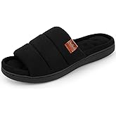 feetfreein Men’s Open Toe Slippers, Comfy Supportive Foam Bedroom Slide Slippers, Non-Slip Indoor House Shoes