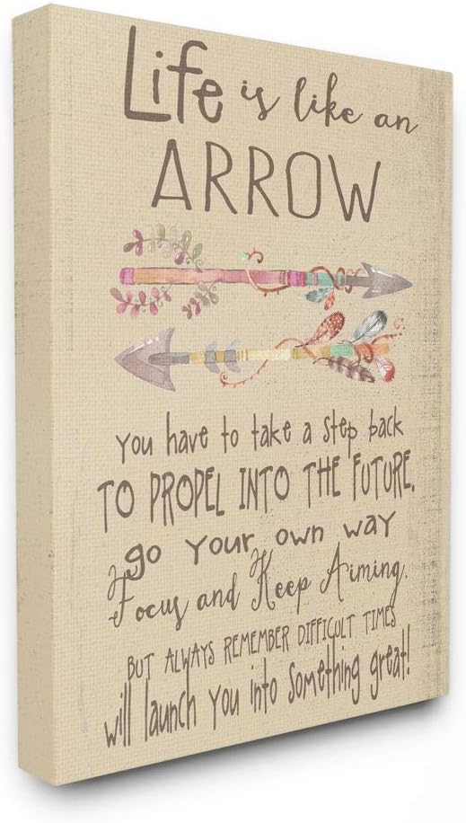 Amazon Com Stupell Industries Life Is Like An Arrow Icon Inspirational Typography Canvas Wall Art 30x40 Design By Artist Regina Nouvel Home Kitchen