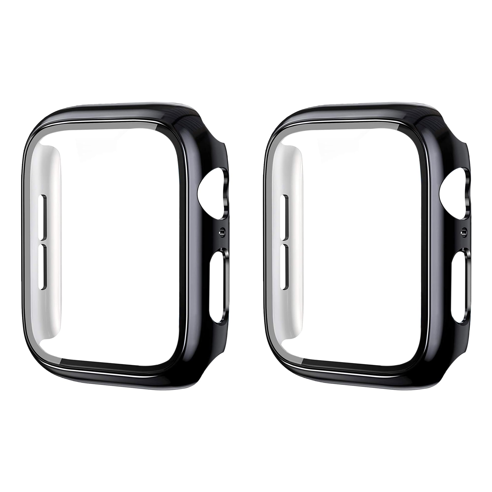 XFEN 2 Pack Case with Tempered Glass Screen Protector for Apple Watch SE(Gen 1/2/3) Series 4/5/6 40mm, Smooth Touch, High Protection, Full Screen Shield, Easy Installation, Jet Black