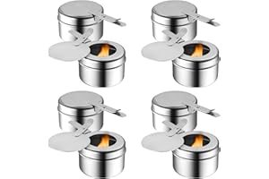 Fasmov 8 Pack Chafing Fuel Holder, Stainless Steel Fuel Holders with Safety Cover, Canned Heat Holder for Chafing Dish, Canne