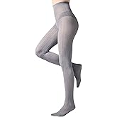 Aaronano Women's Cable Knit Tights Soft Sweater Opaque Fall Winter Warm Tights for Women Ribbed Knit Striped Thick Stockings