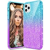 VEGO Compatible for iPhone 11 Pro Max Glitter Case, Gradient Ombre Bling Case for Women Girls Diamond Rhinestone Sparkle Fashion Cute Girly Case Compatible for iPhone 11 Pro Max Case (Teal Purple)