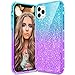 VEGO Compatible for iPhone 11 Pro Max Glitter Case, Gradient Ombre Bling Case for Women Girls Diamond Rhinestone Sparkle Fashion Cute Girly Case Compatible for iPhone 11 Pro Max Case (Teal Purple)